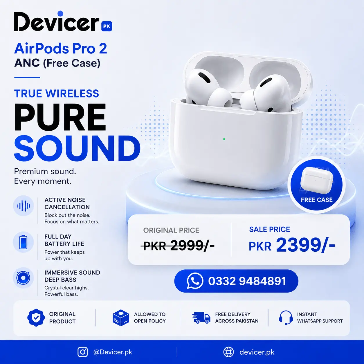 AirPods Pro 2 ANC (Free Case) – Premium Sound, Open Parcel Before Payment - Image 1