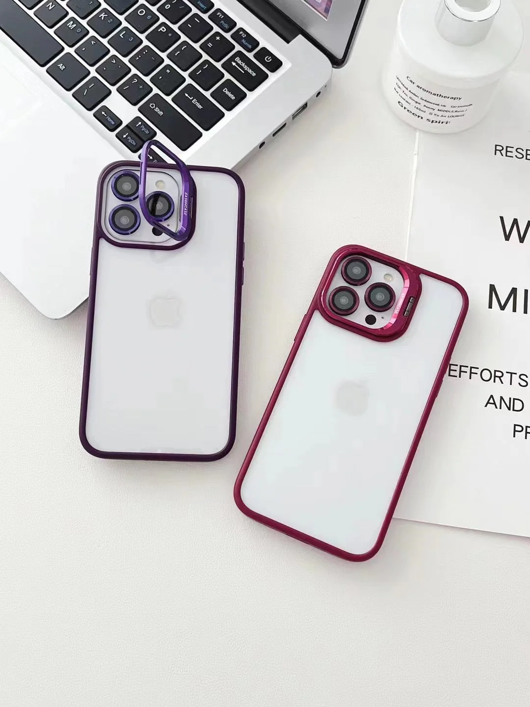 PLUM METAL AIR SKIN WITH CAMERA RING & CAMERA STAND - Image 2