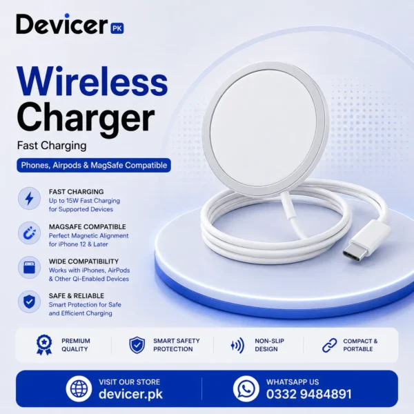 Wireless Charger - Fast Charging - (Phones, Airpods & MagSafe Compatible)