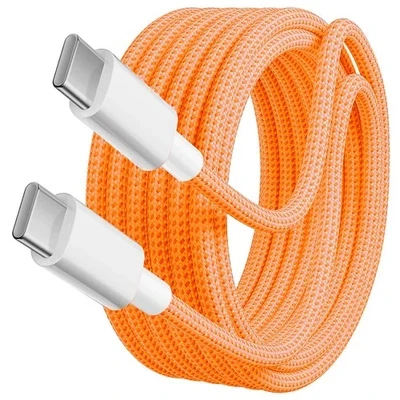 Type C to C Cable 60W Original - 1M Braided (Orange) - 1 Year Warranty