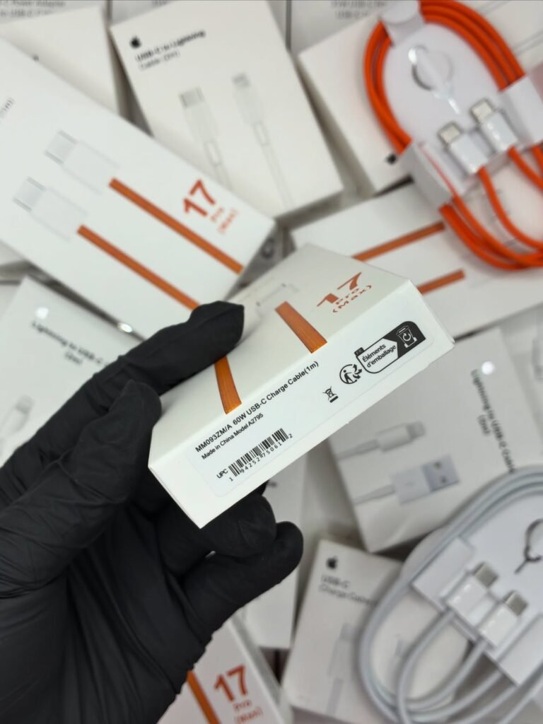 Type C to C Cable 60W Original - 1M Braided (Orange) - 1 Year Warranty