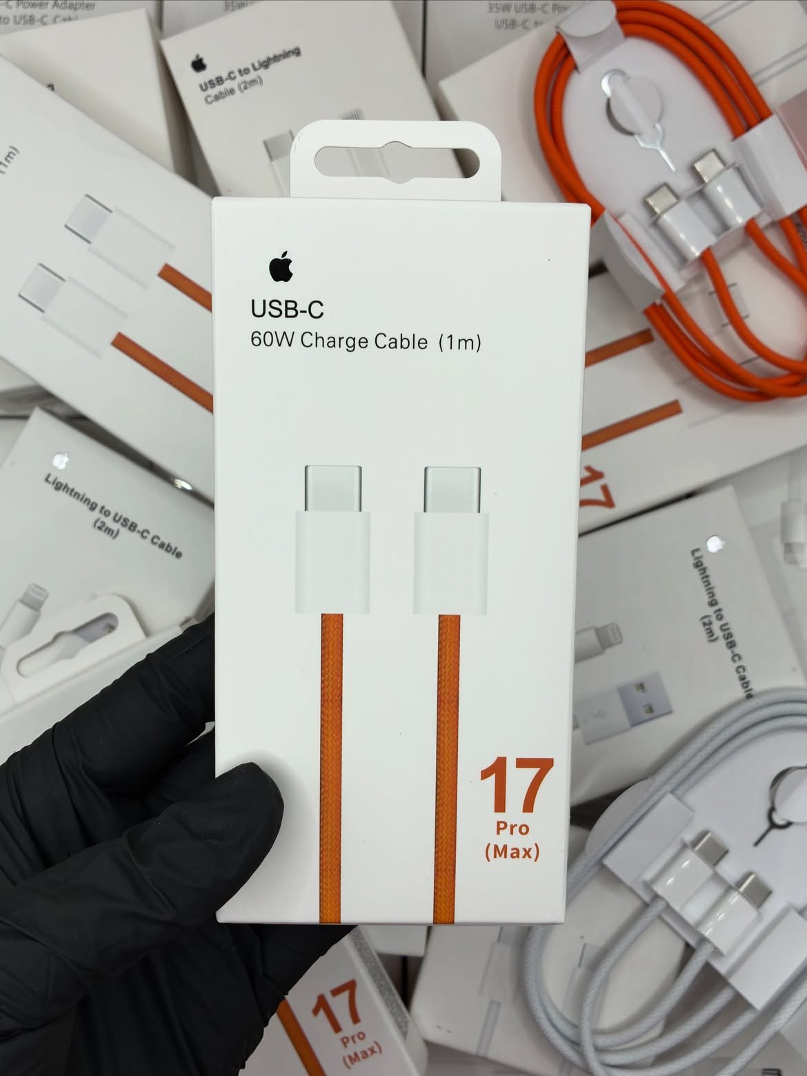Type C to C Cable 60W Original - 1M Braided (Orange) - 1 Year Warranty - Image 4