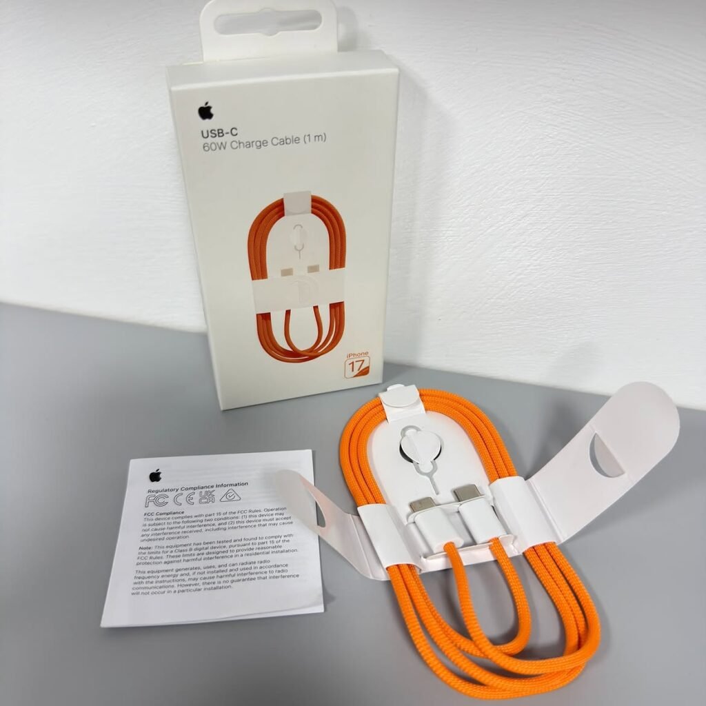 Type C to C Cable 60W Original - 1M Braided (Orange) - 1 Year Warranty