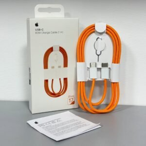 Type C to C Cable 60W Original - 1M Braided (Orange) - 1 Year Warranty - Image 3